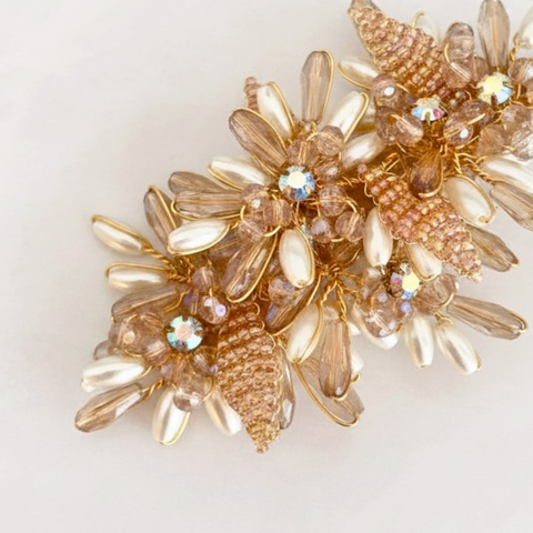 Designer Girls Hair Clip - Blush crystals, pearls and diamantes - The Violet