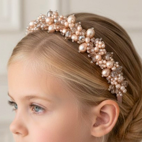 Luxury pearl headband for girls with crystal embellishment