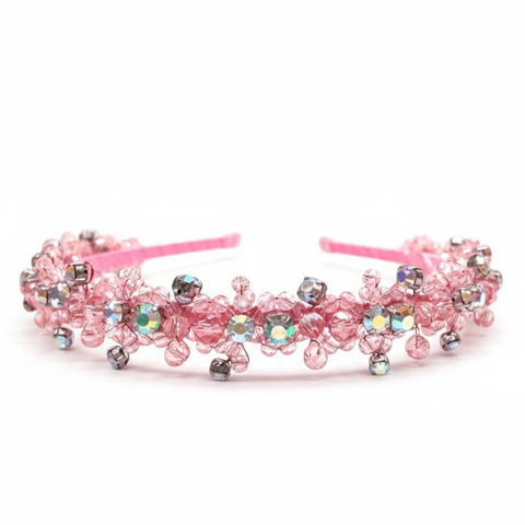 Designer hand beaded girls pink crystal tiara for mini princess by Sienna Likes to Party Luxury Accessories for Children