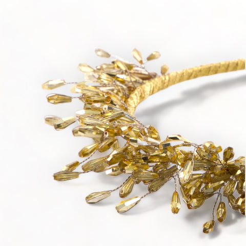 Unique handmade tiaras for children’s special events.  Metalic gold crown, handmade by Sienna Likes to Party luxury accessories brand for kids
