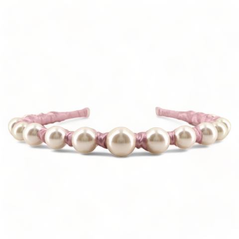 Girls pastel purple  pearl hair band - modern tiara style with pearl beads and lilac satin.  Perfect for flower girls and childrens special occasionwear,