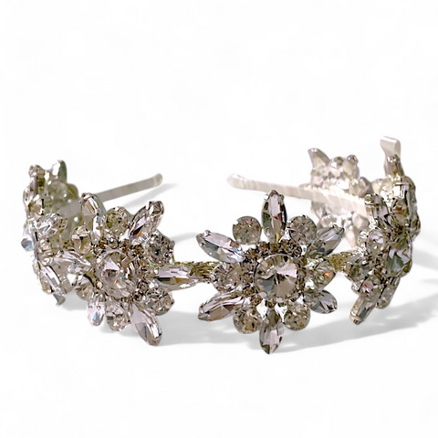 Buy Unique handmade hair accessories for girls.  This clear rhinestone and diamante headband for children is designed by Sienna Likes to Party, luxury hair accessories for kids