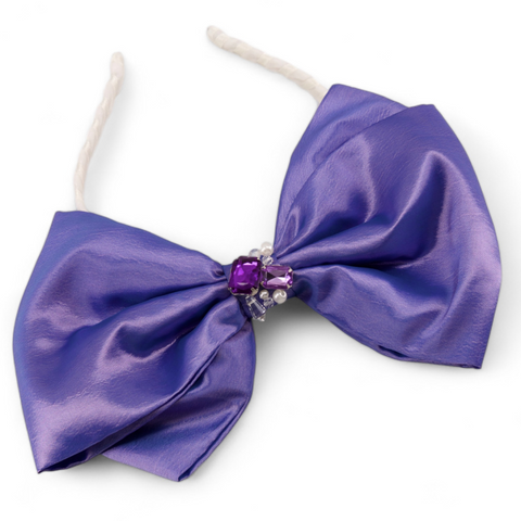 Designer Girls Satin Bow headband - purple