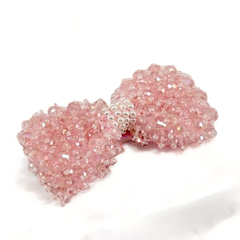 designer pink crystal girls bow hair clip