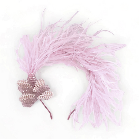 The Dina Crystal & Pink Feather Headband