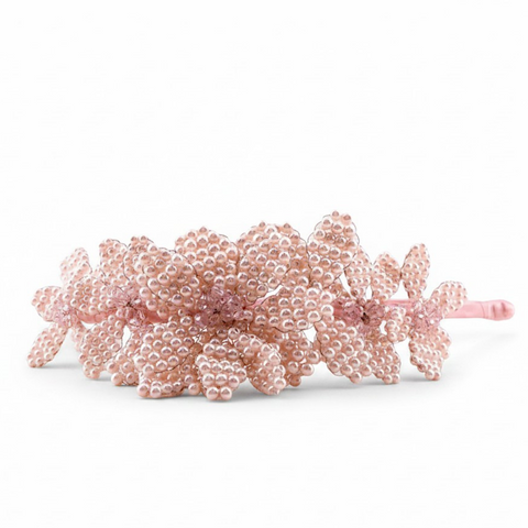 Designer girls pink flower crown, perfect for flower girls and childrens special occasionwear.  Handmade with pearl and. crystal beads by Sienna Likes to Party