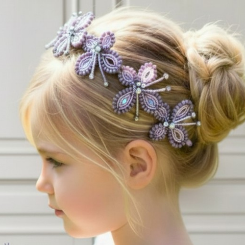 Handmade bespoke purple butterfly headband by Sienna Likes to Party - Luxury Hair Accessories for Children