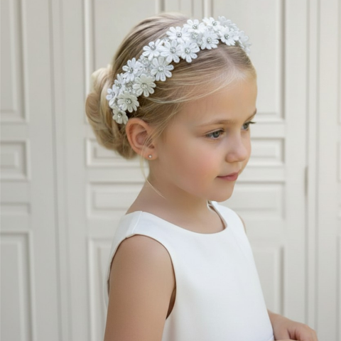 White luxury handmade white lace headband.  The perfect flower crown for bridal or communion
