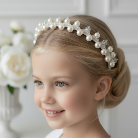 Couture handmade pearl headband for junior bridesmaids