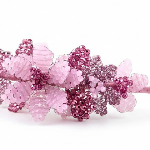 Handmade Crystal Girls Flower Headband - Luxury Pink Crystal - The Roseangel