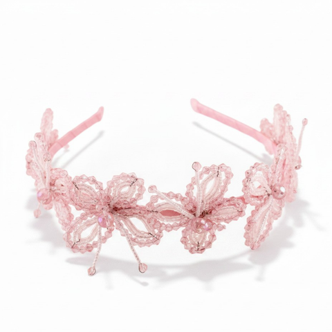 Girls Pink Butterfly headband - bespoke handmade accessories by Sienna Likes to Party