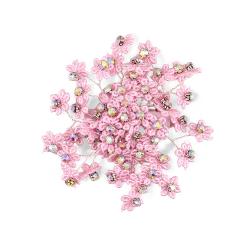 Designer Girls Pink Flower Hair accessories - daisy lace with rhinestone embelishment