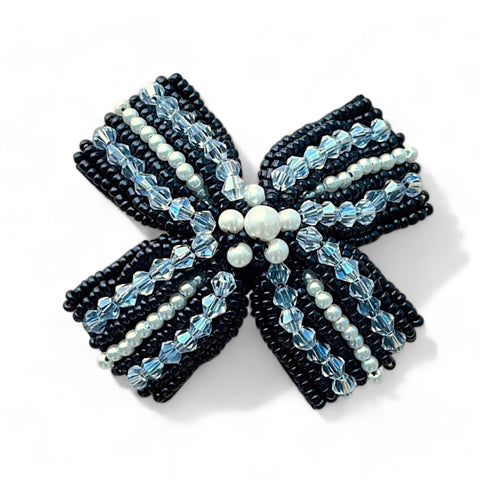 Designer Girls Bow Hair Clip - Black and white