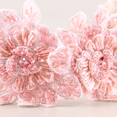 The Hadraniel Crystal Flower Headband — Handmade Pink & White Headband for Flower Girls