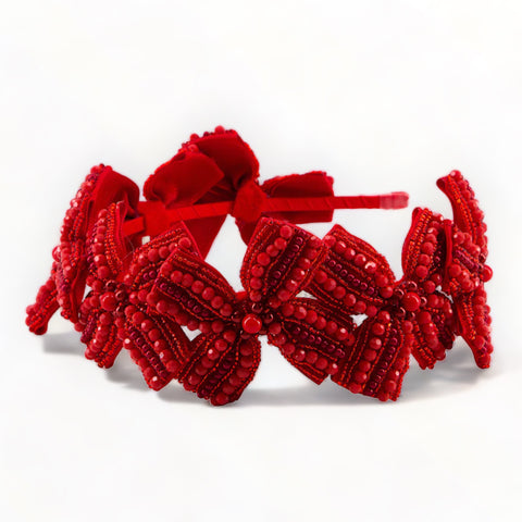 Best Luxury hair accessories for children - red.  Kids Bow Handcrafted and embelished with crystals by Sienna Likes to Party special occasion accessories for children