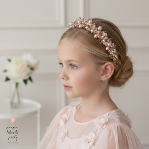 Pearl & Crystal Headband for Girls | Handmade Luxury Occasion Headband
