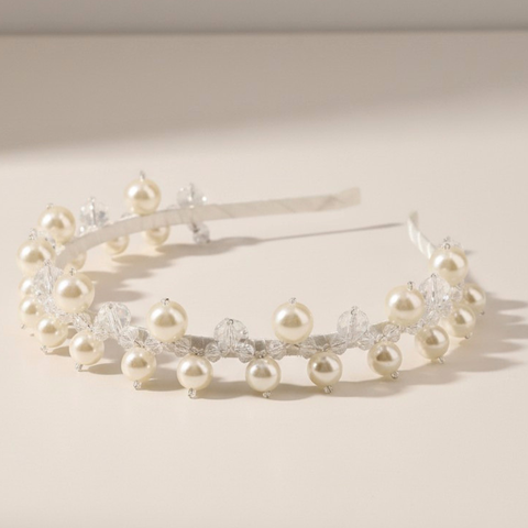 Luxury Handmade Pearl Flower Girl Headband for Girls – The Clara | Bespoke Designer Wedding & Communion Hair Accessory