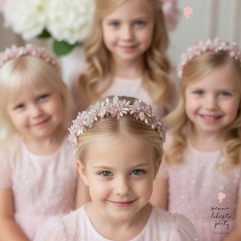 The Lily Rose Flower Crown Headband — Handmade Pastel Pink Headband for Flower Girls