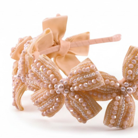 Luxury Pastel Girls bow headband - handmade by luxury childrens brand sienna Likes to Party.