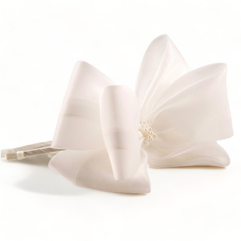 Girls Designer Hair Bows - white