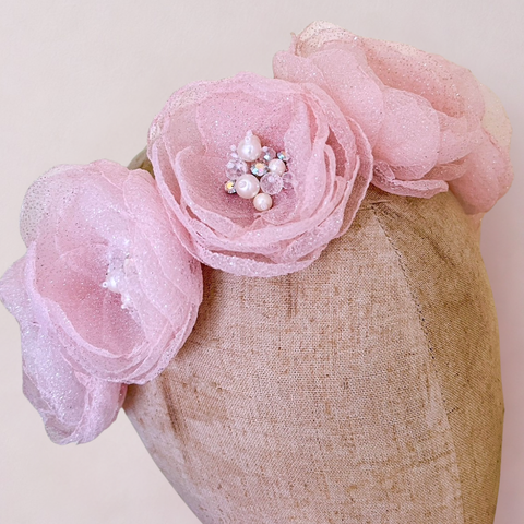 Girls Luxury Flower Crown - handbeaded with pearls & Crystals - The Tallulah