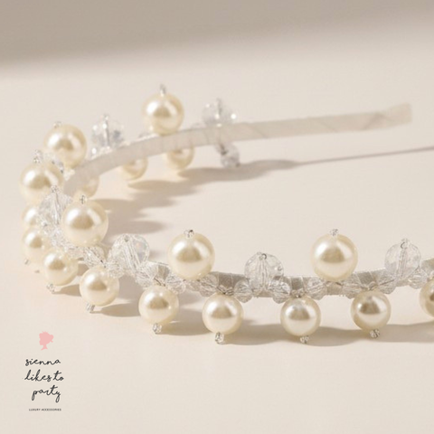 Bespoke pearl and crystal wedding headband for flower girls