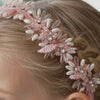 Luxury girls pink flower crown with crystals, pearls and diamantes, great for easter gifing and flower girls