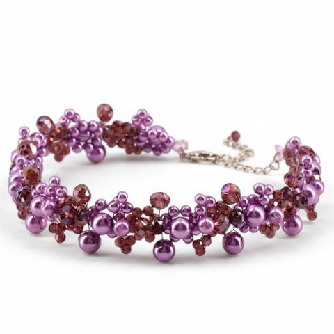 Girls Couture crystal and pearl necklace choker style designed and handmade by Sienna Likes to Party - luxury accessories for Childrens
