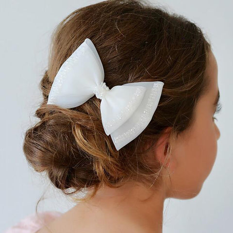 Luxury designer girls hair bow - white
