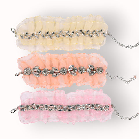 Buy pastel coloured luxury wrist cuffs for children, perfect for flower girls, bridal and special occasions.  Uniquely handmade by Sienna Likes to party Accessories