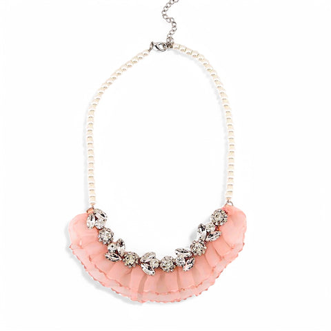 Custom-made jewelry for children.  Gorgeous pearl and diamante necklace for girls designed and handmade by Sienna Likes to Party Brand