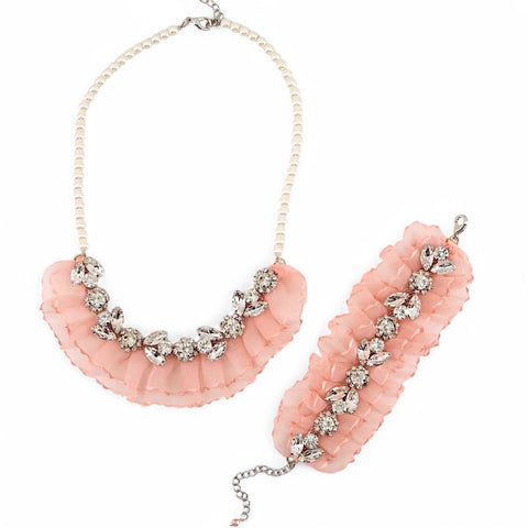 Luxury apricot organza jewelry set for special occasions entirely handmade by Sienna Likes to Party, luxury childrens accessories