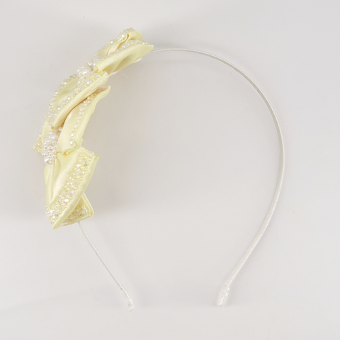 Buy designer girls flower headband - lemon yellow