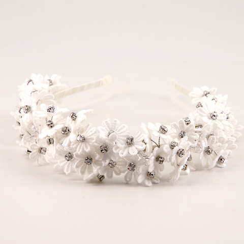 Luxury Girls White Hair Accessories - designer flower crown