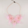 Designer Pink Flower Necklace handmade by Sienna Likes to Party