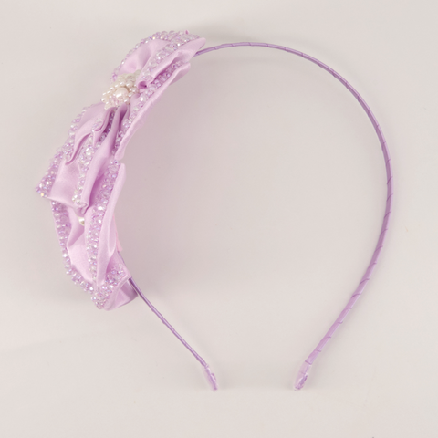 Most Beautiful Headbands for girls.  The Angelina flower crownis made with hand stitched lilac satin flowers which are embelished with crystals and pearls to create ultimate luxury.  Perfect for childrens birthdays, keepsake gifts and girls special occasions.