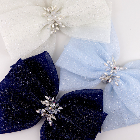 buy best blue hair accessories for children by sienna likes to party.  The Galena is entirely handmade with chiffon and hand stitched with elegant and sparkling pearls and crystals with accent rhinestones.  Perfect for childrens special occasionwear