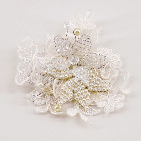 Flower Girl white hair accessories and special occasion EID hair clips in white with lace.  Uniquely Designed and handmade by Sienna Likes to Party, luxury hair accessories for Children