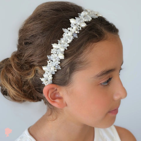 handmade designer girls hair accessories - pearl and crystal kids headband 