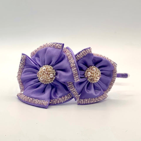 The Angelina Lilac Flower Girls Headband