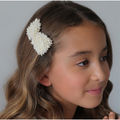 Girls Pearl hair accessories for weddings by Sienna Likes to Party