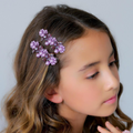 Designer Kids Hair Clip sets in lilac by sienna likes to party accessories on model