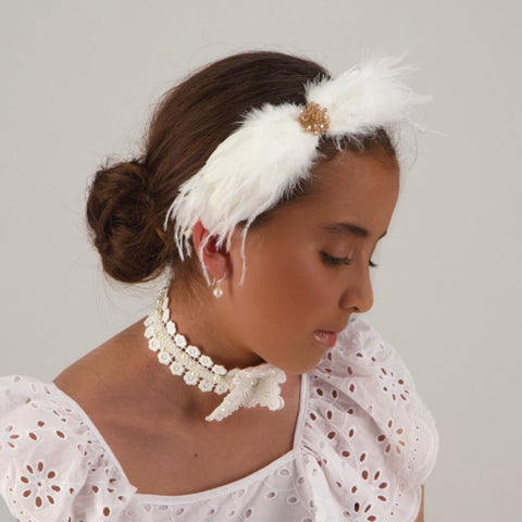 The Cassiel Feather Designer Bow Headband.