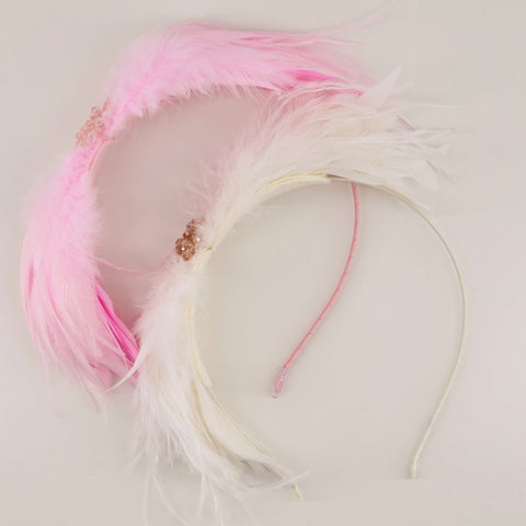 The Cassiel Feather Designer Bow Headband.