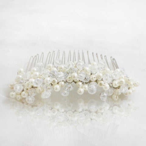 The Cluster of Pearl  & Crystal Drops French Comb.