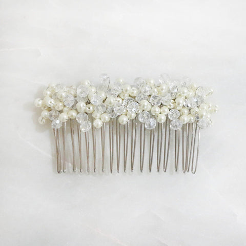 The Cluster of Pearl  & Crystal Drops French Comb.