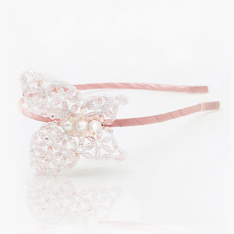 The Flutter Me Pink Butterfly Crystal Designer Headband.