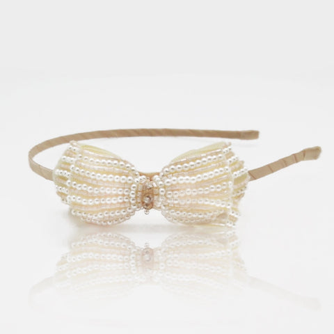 The Lady Stephanie Pearl Bow Luxury Headband.