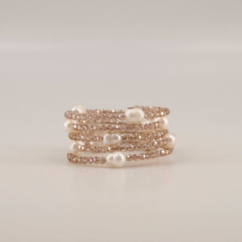 The Luxury Priya Crystal & Freshwater Pearl Wraparound Bracelet.